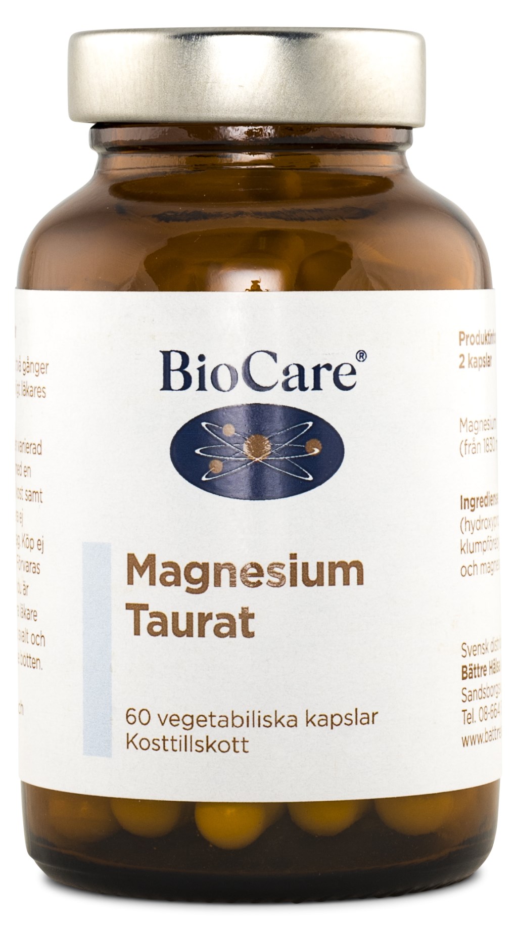 BioCare Magnesium Taurat Magnesium Taurin Svenskt Kosttillskott