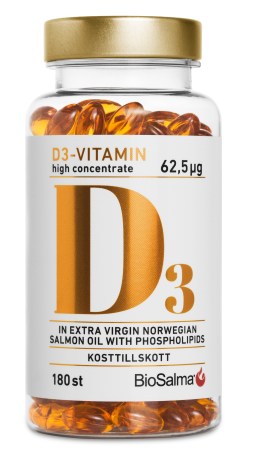 Miniatyrbild BioSalma D3-vitamin 62,5 ug High Concentrate, 180 kaps