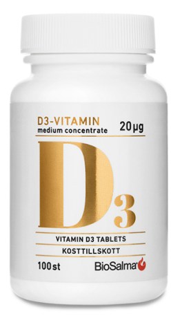 Miniatyrbild BioSalma D3 vitamin Medium Concentrate 20ug, 100 tabl