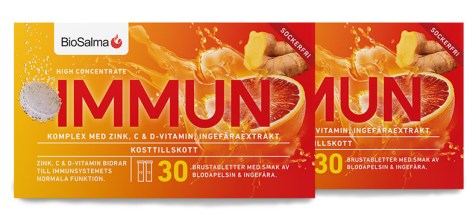 Miniatyrbild BioSalma Immun C+D-vitamin Zink, Blodapelsin & Ingef�ra, 60 brustabletter