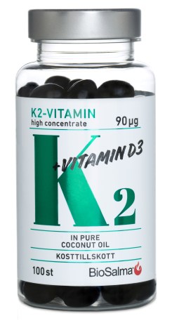 Miniatyrbild BioSalma K2 90 ug + D3-vitamin 25 ug, 100 kaps
