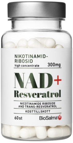 Miniatyrbild BioSalma NAD+ 300mg + Reservatrol, 60 kaps