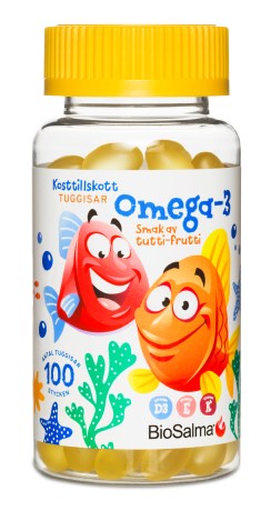 Miniatyrbild BioSalma Omega-3 + D-vitamin, Tutti frutti, 100 Tuggisar