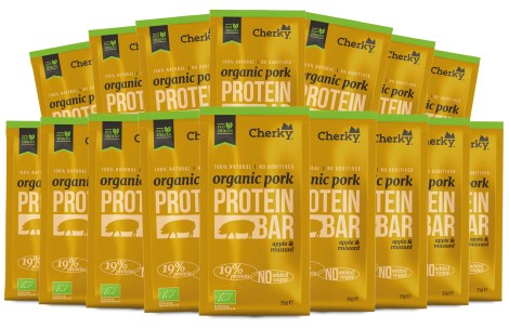 Miniatyrbild Cherky Foods Meat Bar Pork Eco, Apple & Mustard, 16-pack