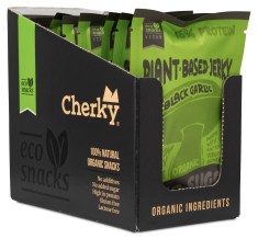 Miniatyrbild Cherky Foods Plantbased Jerky Eco, Black Garlic & Coffee, 10-pack