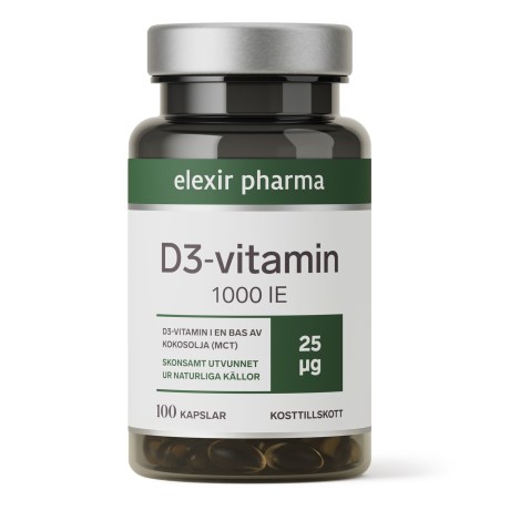 Miniatyrbild Elexir Pharma Vitamin D3 1000 IE, 100 kaps