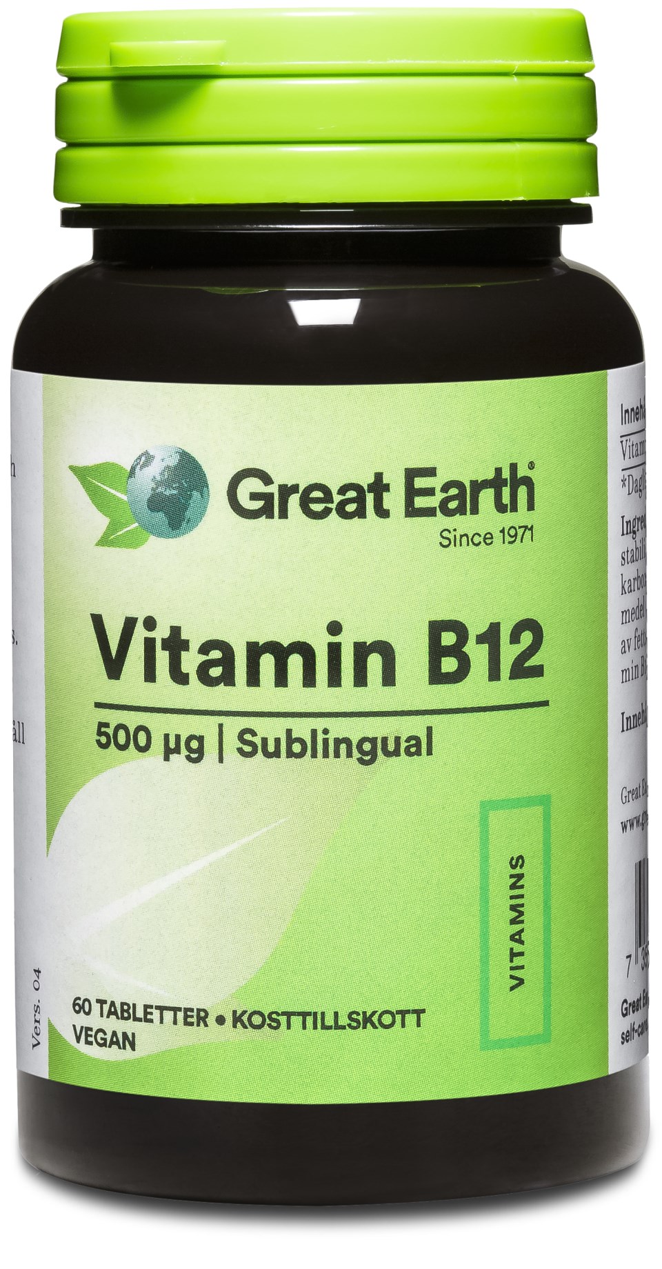 Köp Great Earth Vitamin B12 hos Svenskt Kosttillskott. Snabbt & fraktfritt!