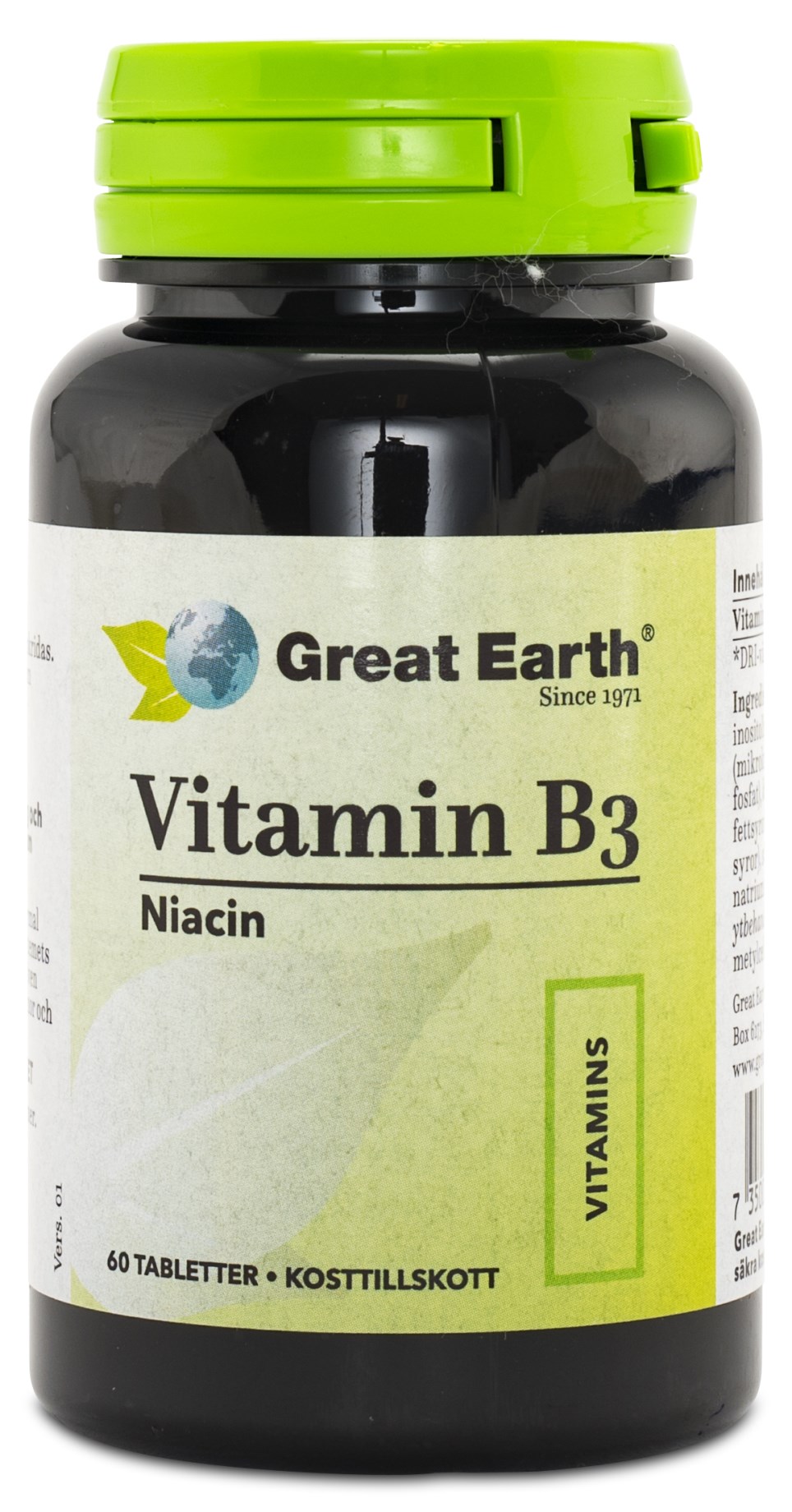 Köp Great Earth® Vitamin B3 hos Svenskt Kosttillskott