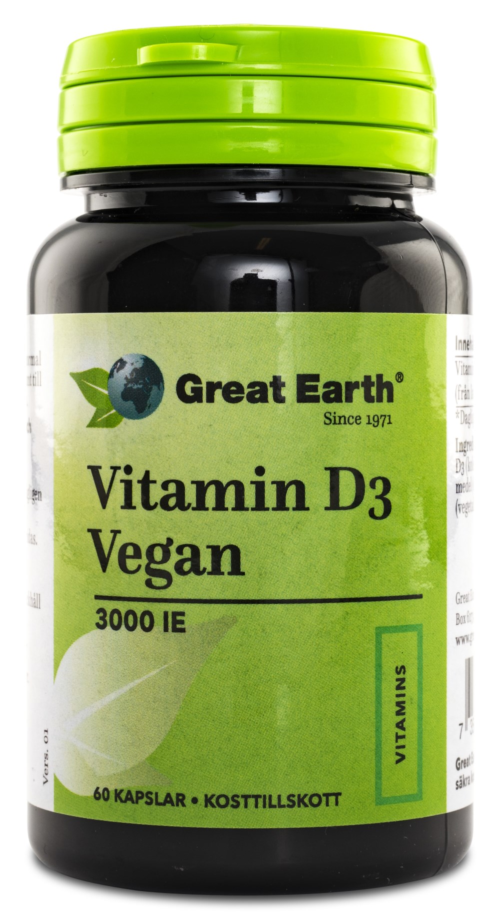Köp Great Earth Vitamin D3 Vegan hos Svenskt Kosttillskott