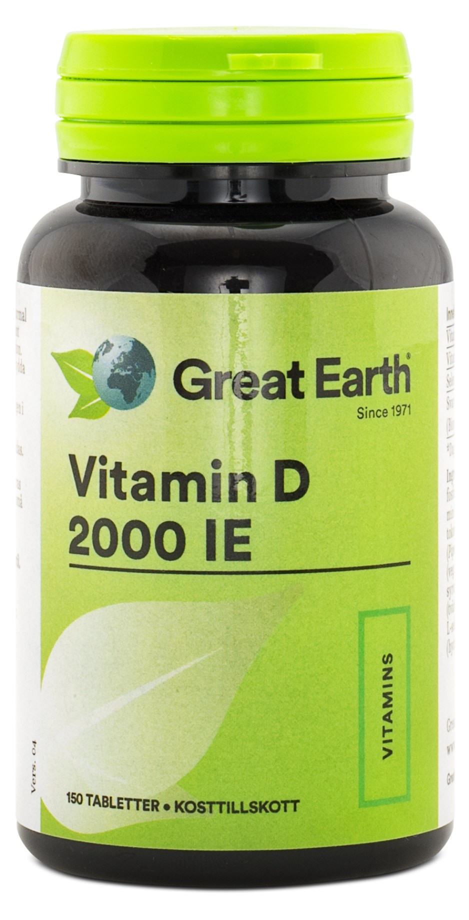 Köp Great Earth Vitamin DDry 2000 IE hos Svenskt Kosttillskott. Snabbt