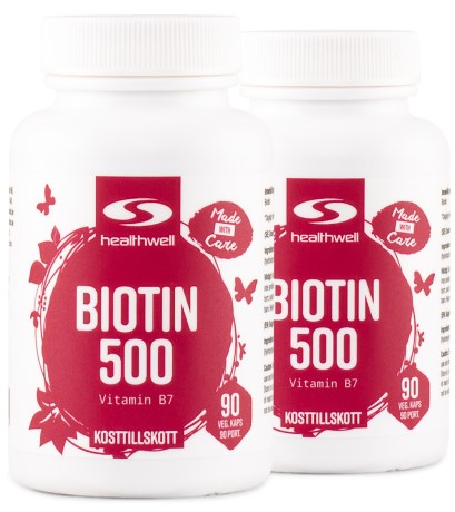 Miniatyrbild Healthwell Biotin 500, 180 kaps