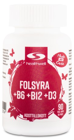 Healthwell Folsyra+B6+B12+D, Vitamin & Mineraltillskott - Healthwell
