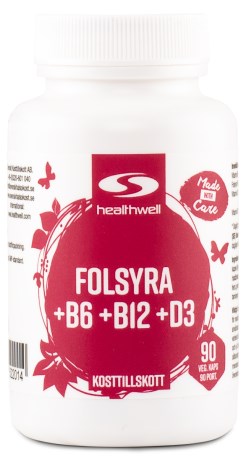 Healthwell Folsyra+B6+B12+D, Vitamin & Mineraltillskott - Healthwell