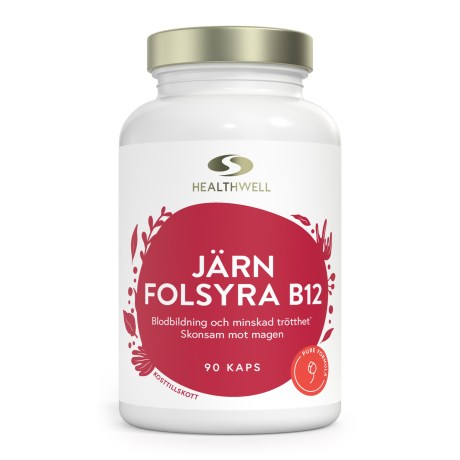 Miniatyrbild Healthwell J�rn, Folsyra, B12, 90 kaps