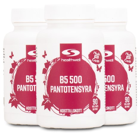 Miniatyrbild Healthwell Vitamin B5 500 Pantotensyra, 270 kaps