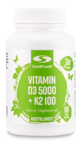 Healthwell Vitamin D3 5000 + K2 100, Vitamin & Mineraltillskott - Healthwell