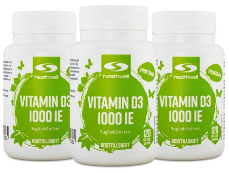 Healthwell Vitamin D3 1000 IE Sugtabletter, Vitamin & Mineraltillskott - Healthwell