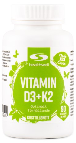 Healthwell Vitamin D3+K2, Vitamin & Mineraltillskott - Healthwell