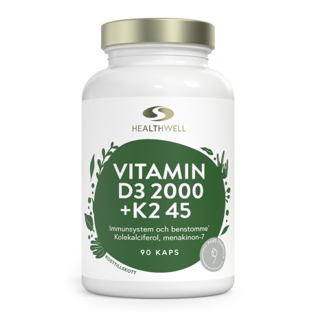 Miniatyrbild Healthwell Vitamin D3 2000+K2 45, 90 kaps