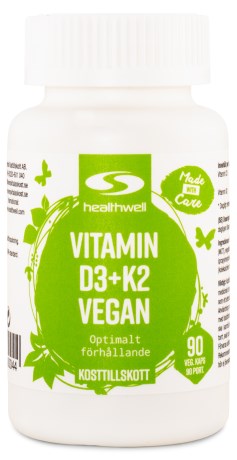 Healthwell Vitamin D3+K2 Vegan, Kosttillskott - Healthwell