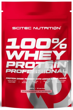 Miniatyrbild Scitec 100% Whey Protein Professional , Strawberry, 1000 g