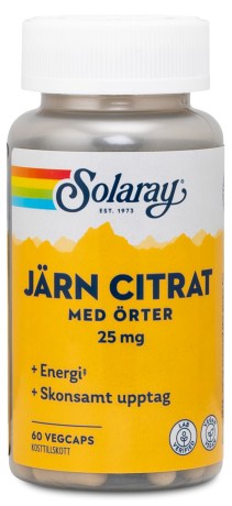 Miniatyrbild Solaray J�rn Citrat - Kort Datum, 60 kaps