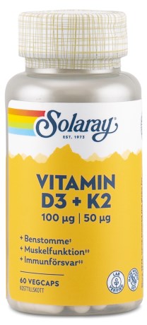 Solaray Vitamin D3 & K2, Vitamin & Mineraltillskott - Solaray