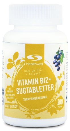 Healthwell Vitamin B12+ Sugtabletter, Kosttillskott - Healthwell