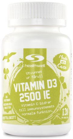 Vitamin D3 2500 IE, Kosttillskott - Healthwell