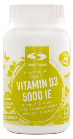 Vitamin D3 5000 IE, Kosttillskott - Healthwell