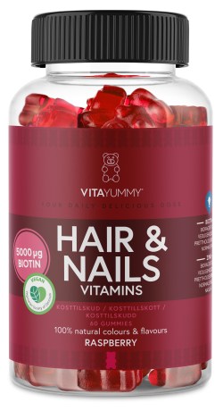 Miniatyrbild VitaYummy Hair & Nails, Raspberry, 60 Gummies