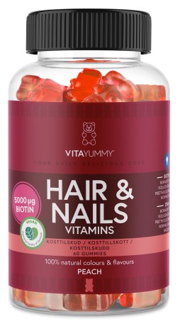 Miniatyrbild VitaYummy Hair & Nails, Peach, 60 Gummies