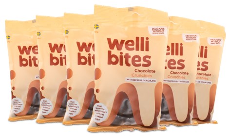 Miniatyrbild Wellibites Chocolate Crunchies, 6-pack