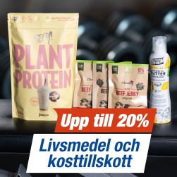 Upp till 20% p� livsmedel och kosttillskott