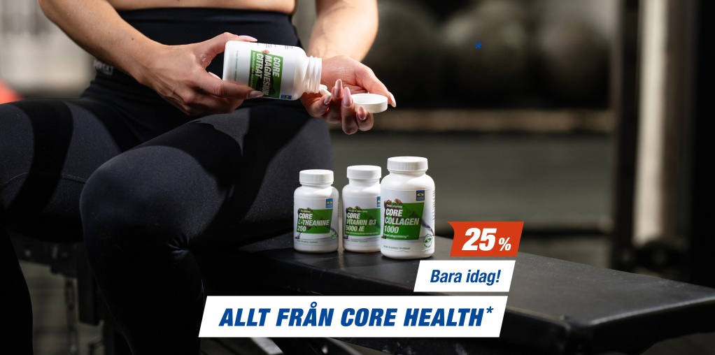 Bara idag! 25% p� Core Health - vid k�p f�r 500 kr i butiken